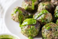 Zesty Chimichurri Meatballs with Swiss Chard Whole30 Paleo