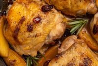 Paleo Cranberry Apple Rosemary Chicken Thighs