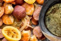 Whole30 Paleo Garlic Ghee Shrimp Boil with Sausage and Potatoes
