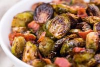 Roasted Balsamic Brussels Sprouts with Crispy Bacon