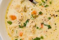 Hearty Instant Pot Chicken Cauliflower Rice Soup Whole30 and Low Carb