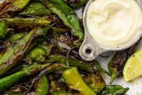 Charred Shishito Peppers with Zesty Lemon Garlic Dip
