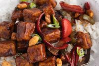Sizzling Kung Pao Tofu with Colorful Vegetable Medley