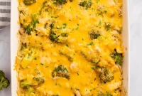 Creamy Cheesy Chicken Broccoli Rice Bake