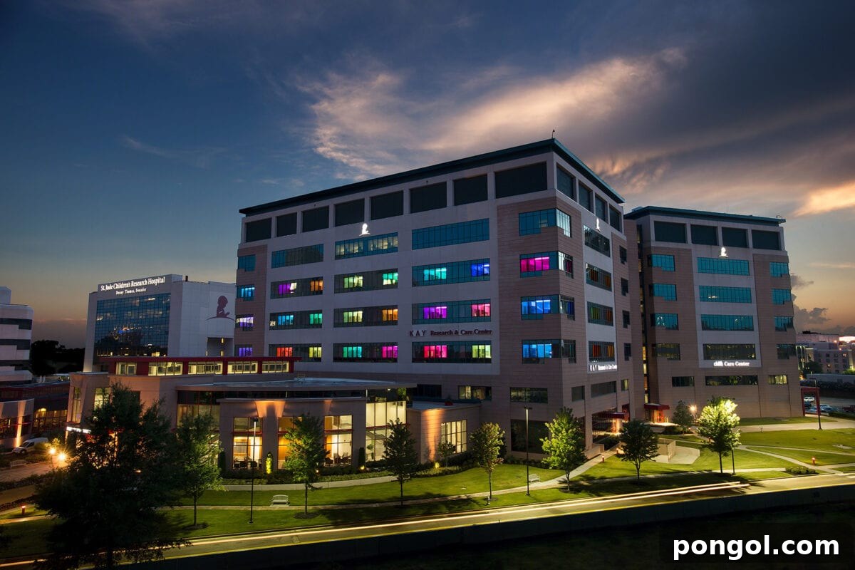 The impressive exterior of St. Jude Children's Research Hospital in Memphis, TN, a beacon of hope for children worldwide.