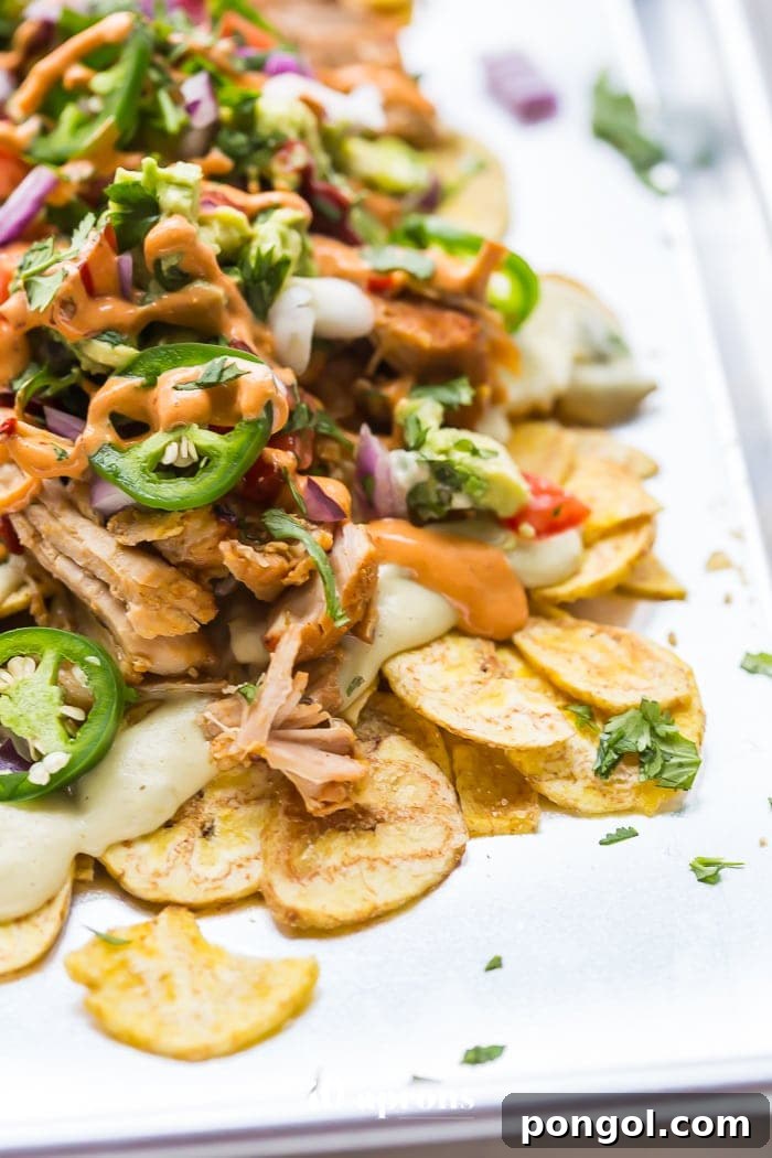 A hand reaching for a fully loaded paleo nacho, showcasing the vibrant colors and appealing textures of the dish.