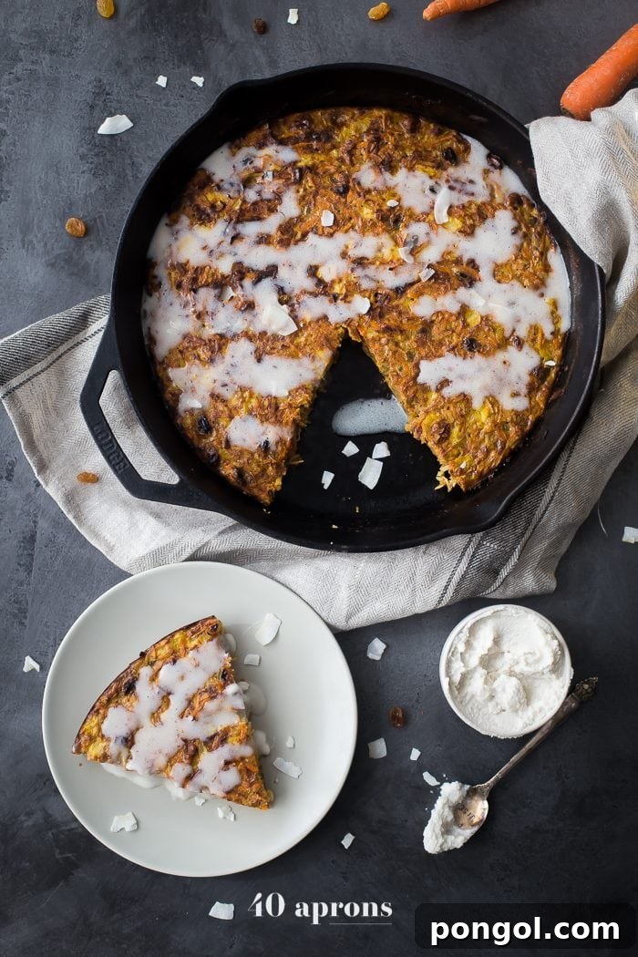 Paleo Carrot Cake Breakfast Bake with Dairy-Free Cream Cheese Glaze 4 Another perspective of the Carrot Cake Paleo Breakfast Bake, highlighting its rustic charm and inviting texture.