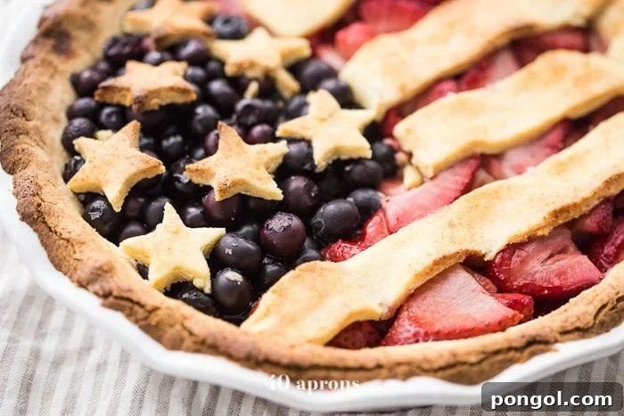 Guilt-Free Paleo American Flag Pie 3 Close-up of the delicious, flaky paleo pie crust filled with berries
