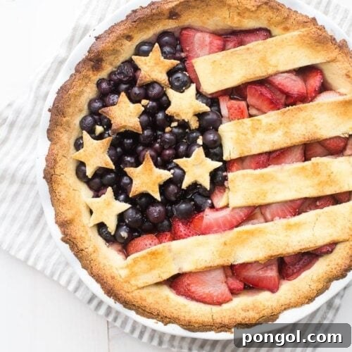 Guilt-Free Paleo American Flag Pie 7 Finished Paleo American Flag Pie with fruit and star topping