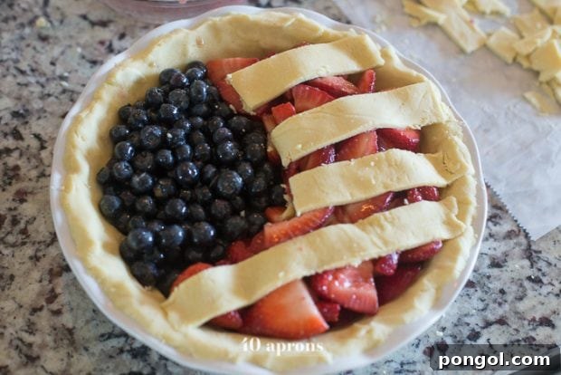 Guilt-Free Paleo American Flag Pie 13 Close-up of a slice of paleo American flag pie with golden crust