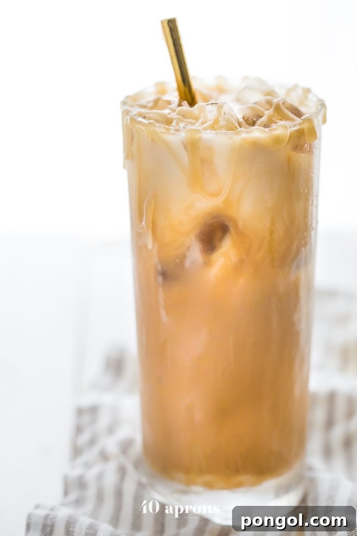 Delicious dairy-free iced caramel macchiato perfect for warm days