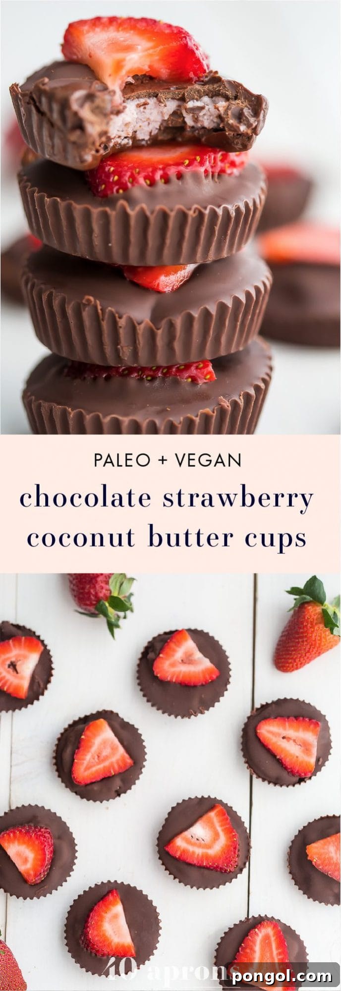 Beautifully arranged Paleo Chocolate Strawberry Coconut Butter Cups with fresh strawberries