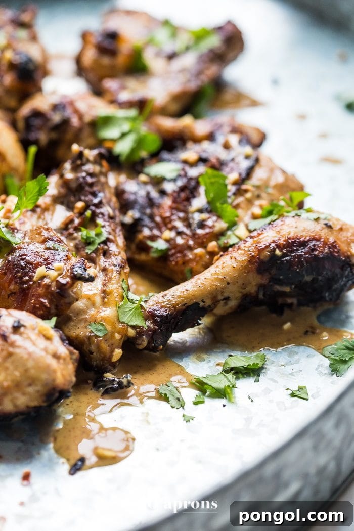 Delicious peanut-free chicken satay with a rich, creamy sauce, garnished with fresh cilantro.