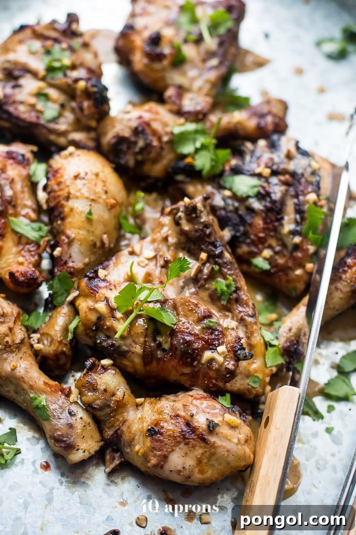 Grilled chicken satay on skewers with a rich, creamy, and peanut-free sauce, ready to be served.