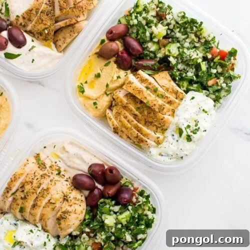 Whole30 Greek salads in meal prep boxes