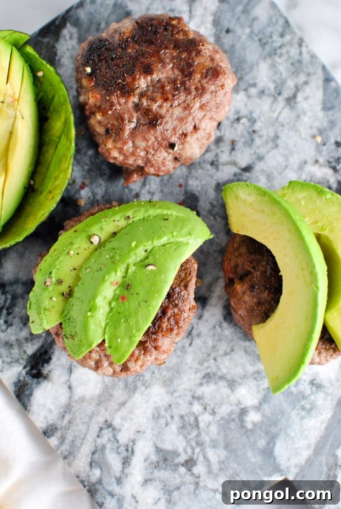Quick Whole30 Recipes: Garlic Bacon Avocado Burgers