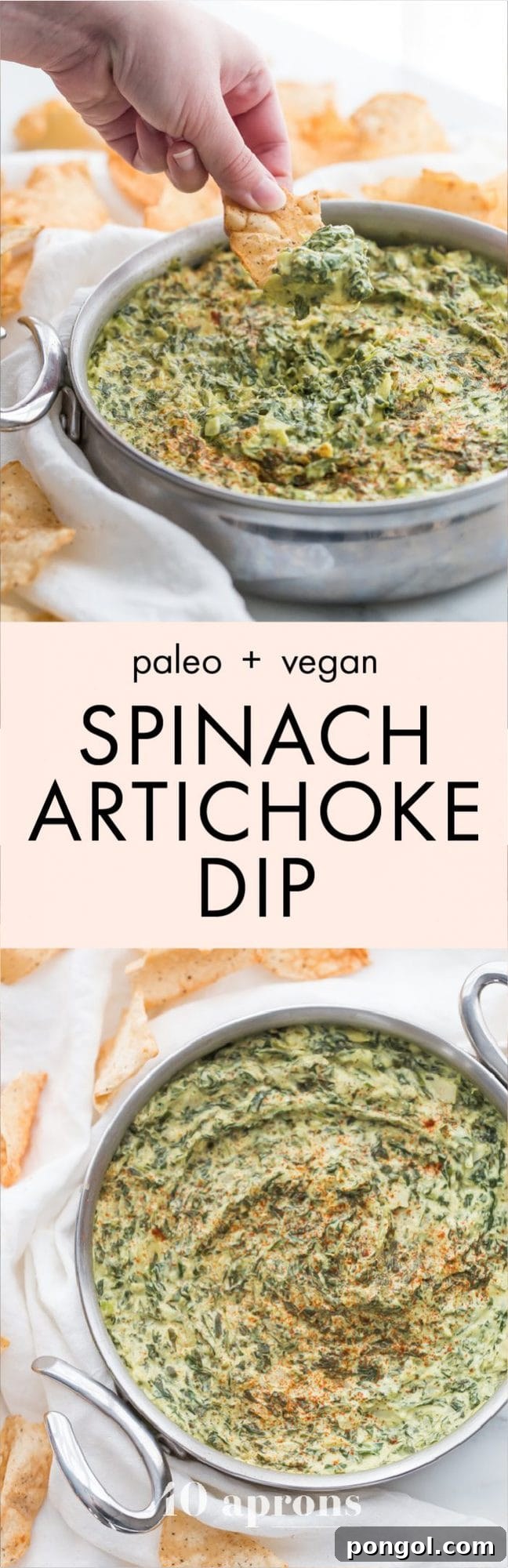 Creamy Paleo Vegan Spinach Artichoke Dip 12 A final close-up shot of the paleo vegan spinach artichoke dip, ready to be served