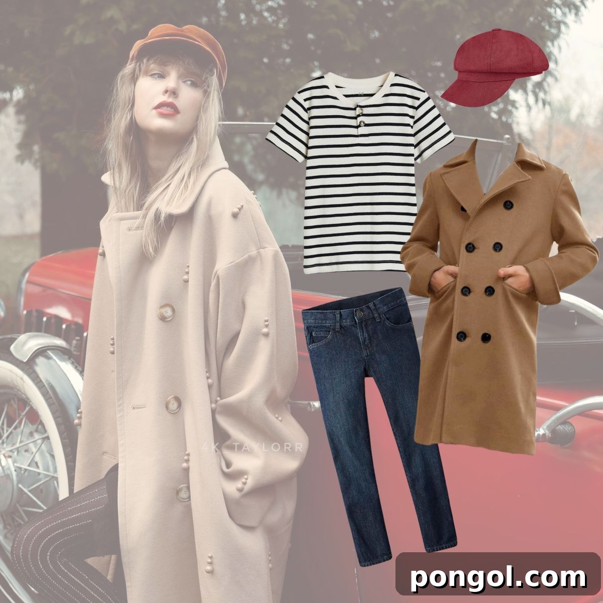 Taylor Swift RED album cover outfit, striking and iconic.