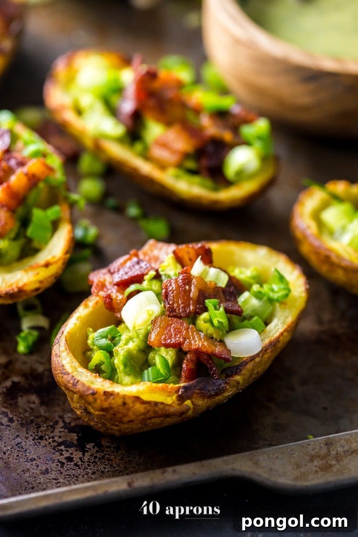 Crispy Paleo Potato Skins with Guacamole and Bacon