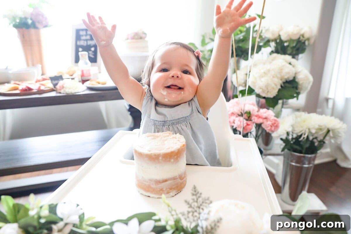 One-year-old Charlotte with her smash cake.