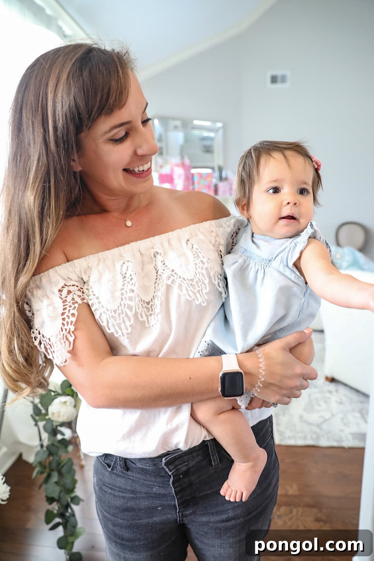 Cheryl and Charlotte during Charlotte's flower stall birthday party.