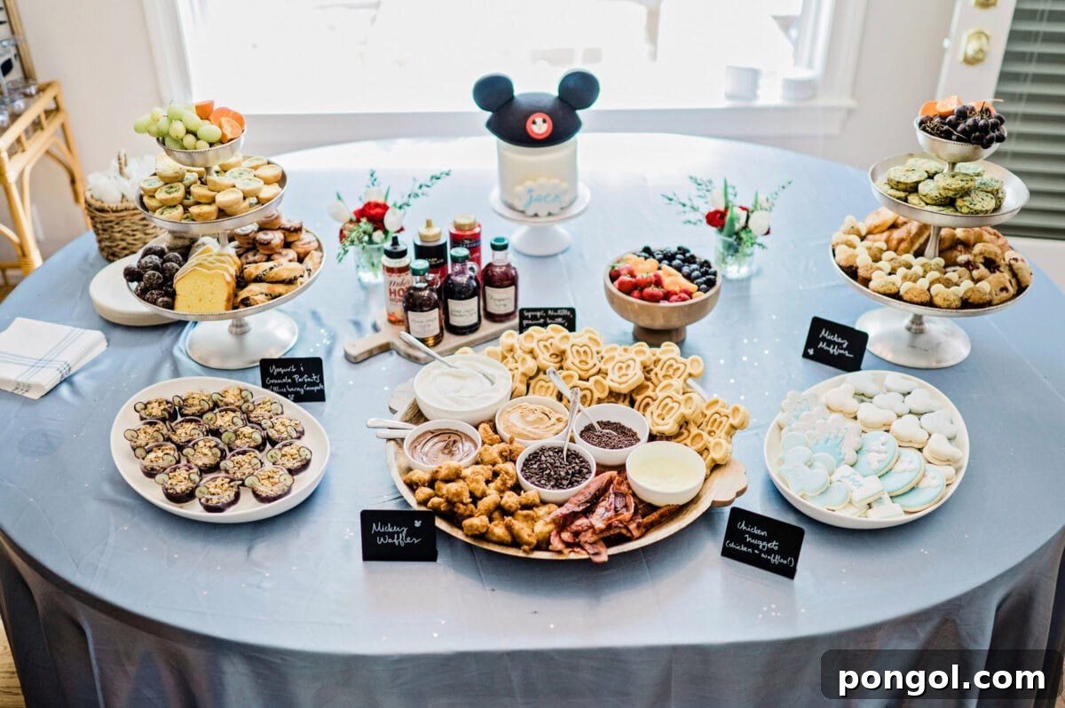 The food table at our Magic Kingdom themed birthday party.