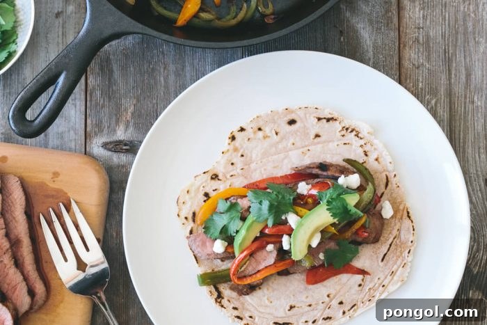 Steak Fajitas served with homemade cassava flour tortillas