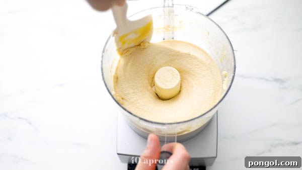 Paleo pizza dough processing until smooth like cake batter