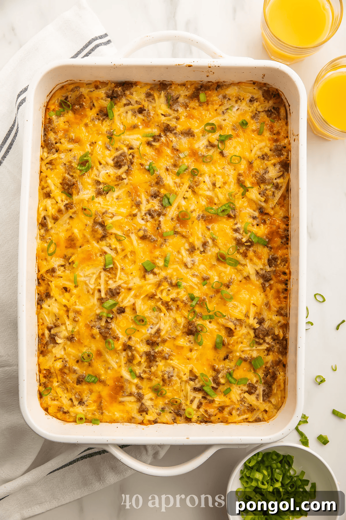 Gluten-Free Breakfast Casserole with sausage, hash browns, and eggs