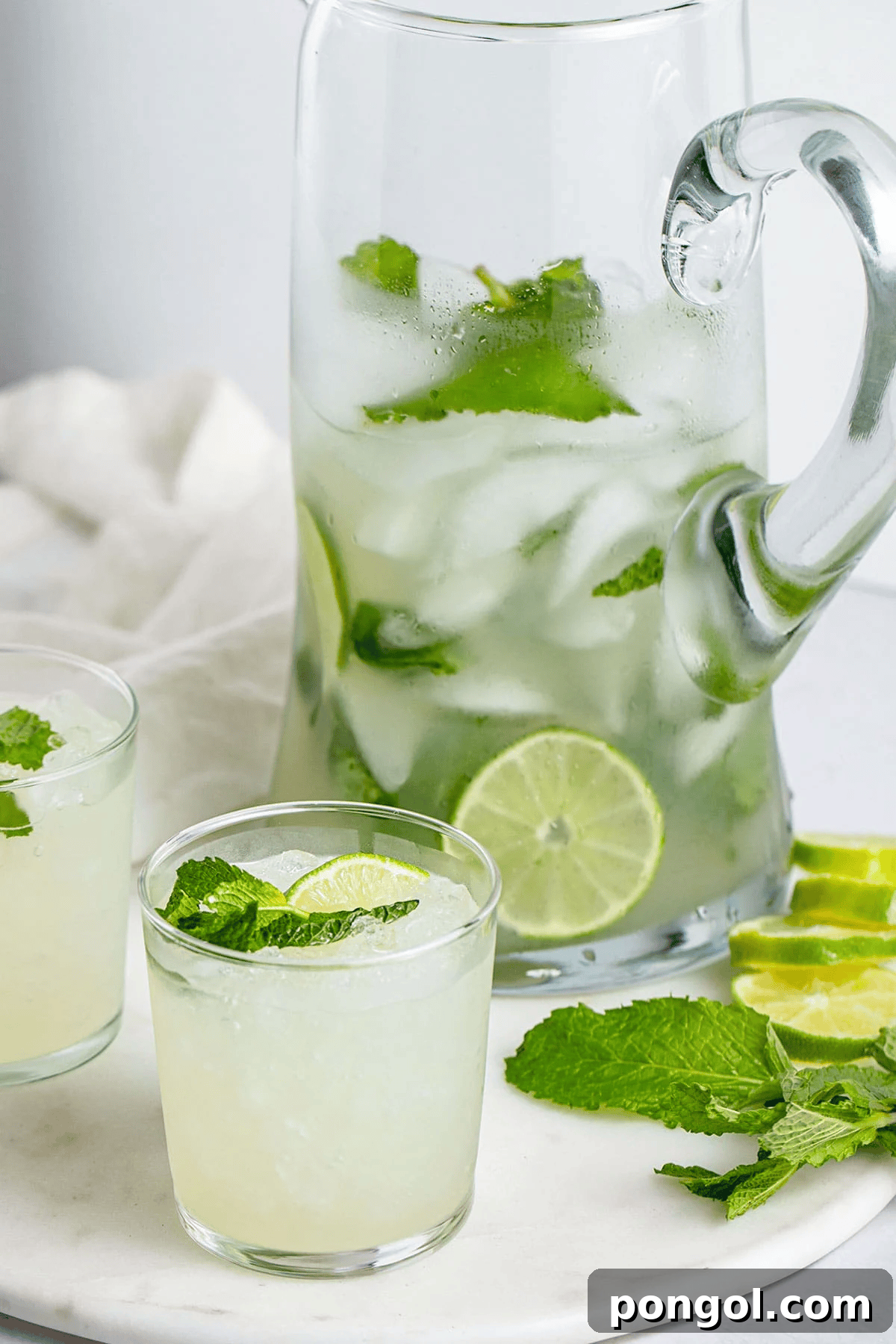 Easy Mojito Pitcher Recipe with fresh mint and lime