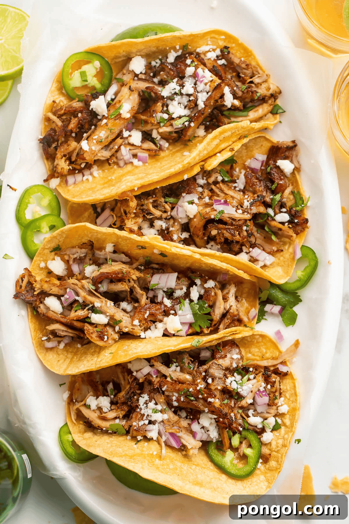 Crispy slow cooker pork carnitas with citrus and jalapeño