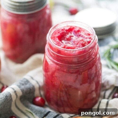 This Instant Pot Whole30 cranberry sauce with apples and rosemary is the perfect Whole30 cranberry sauce: sweet and tart with no added sweeteners at all! It's the perfect addition to any Whole30 Thanksgiving table and goes beautifully with my Whole30 green bean casserole. You'll love this Instant Pot Whole30 cranberry sauce with apples and rosemary because it's so easy and quick yet gourmet!