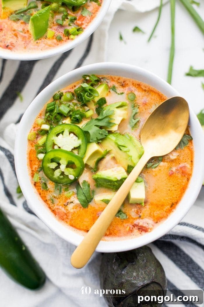 Delicious and healthy Whole30 Leftover Turkey Tortilla Soup, made with cauliflower rice.
