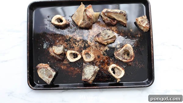 Roasted marrow bones on a sheet pan