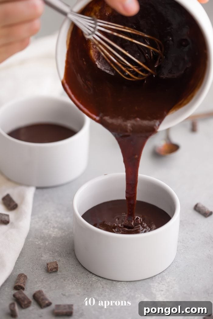 Paleo molten lava cake batter being poured