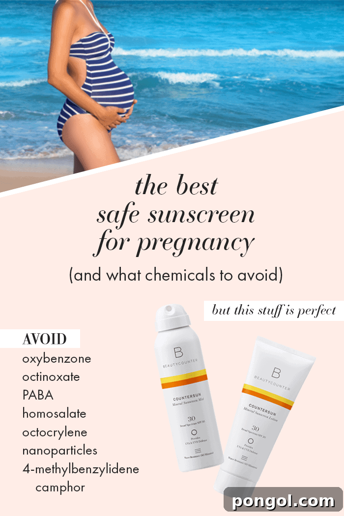 Bump Friendly Sunscreen Picks Ingredients to Avoid 2 The Best Safe Sunscreen for Pregnancy - Beautycounter sunscreen reviews - Pregnant woman enjoying summer
