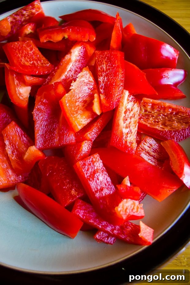 Close up of Instant Pot Beef with Peppers with fresh parsley garnish