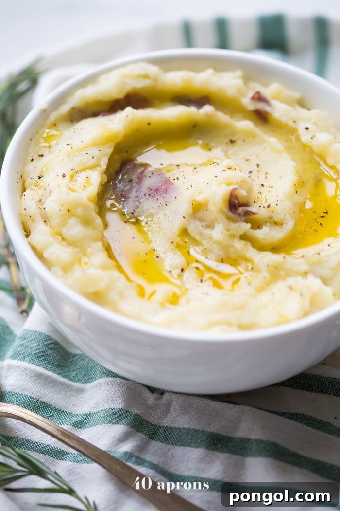 Whole30 instant mashed potatoes, perfect for serving with Swedish meatballs.