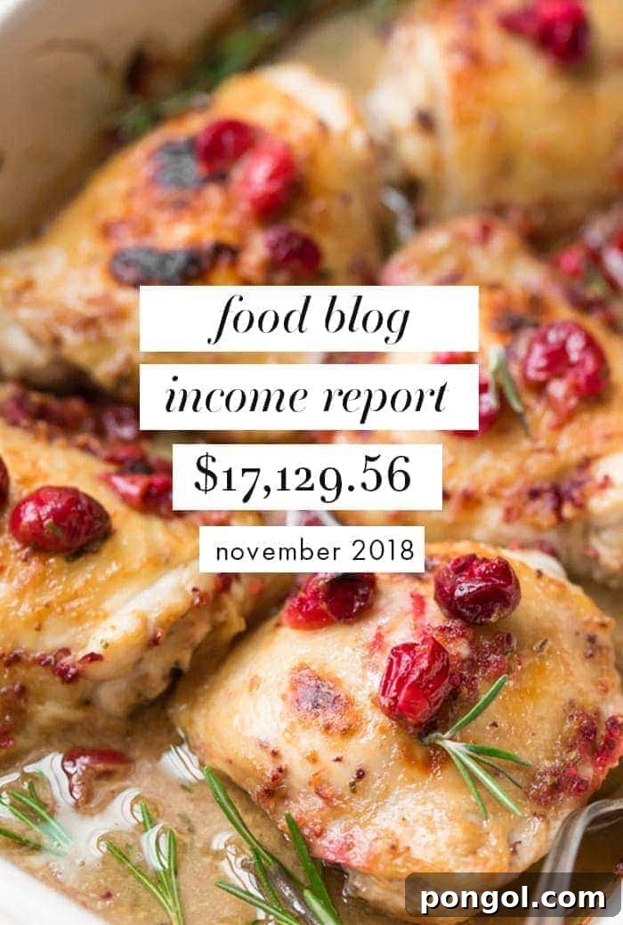 My Food Blog's November 2018 Income and Traffic Report And Why I Share It 2 Food Blog Traffic and Income Report for November 2018 Pinterest image