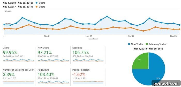 My Food Blog's November 2018 Income and Traffic Report And Why I Share It 6 Food blog traffic and income report showing traffic for November 2018