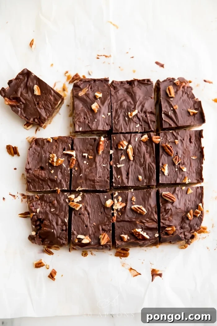 Batch of healthy paleo and vegan turtle bars on parchment paper