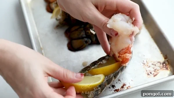 Loosen the meat and place lemon wedges in shell underneath meat