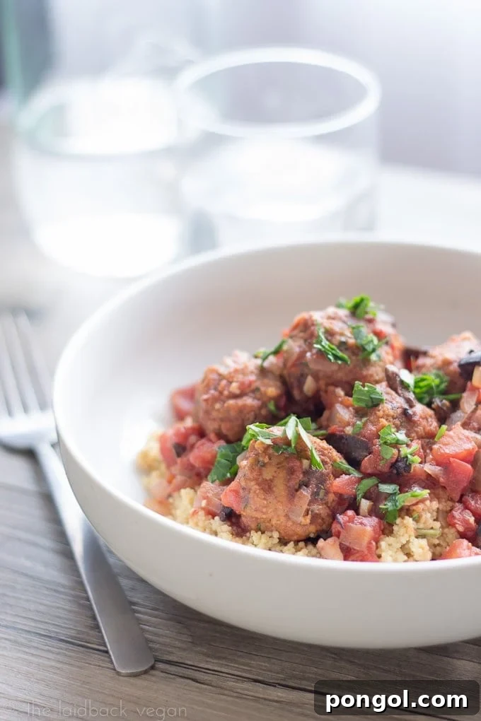 Delicious Vegan Moroccan Meatballs 4 Vegan Moroccan Meatballs with Couscous // The Laidback Vegan