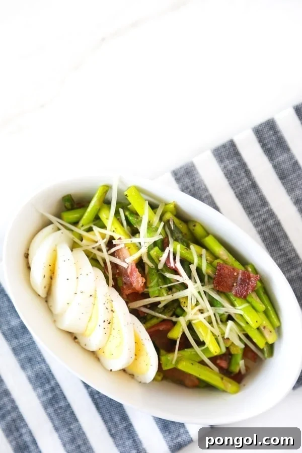 Low Carb Asparagus Bacon and Egg Salad in a bowl