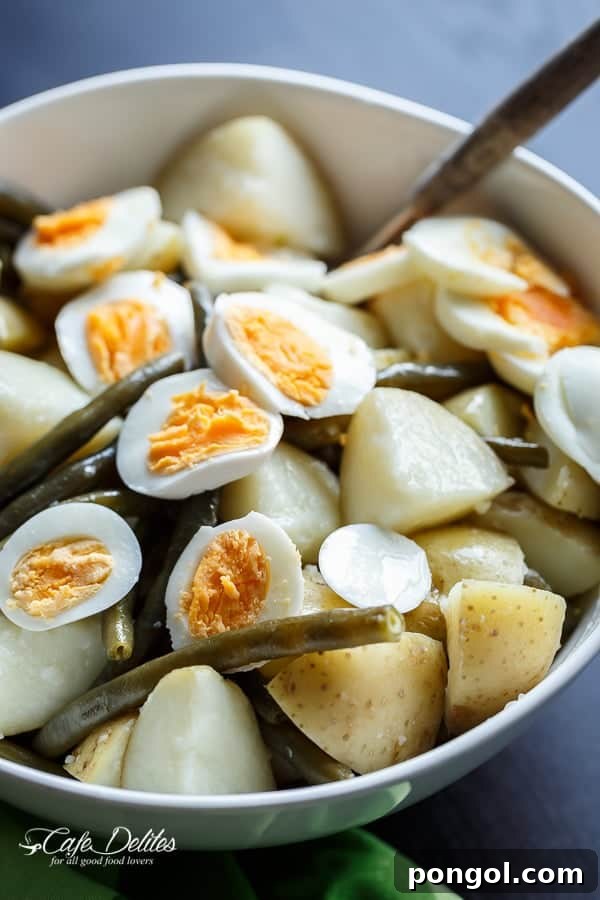 Potato, Egg, and Green Bean Salad with garlic-infused lemon dressing