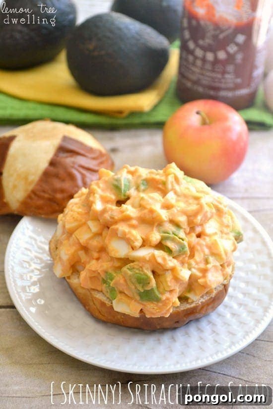 Skinny Sriracha Egg Salad served in a bowl