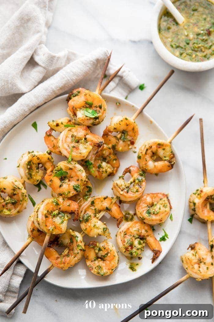 Quick Chimichurri Shrimp Skewers