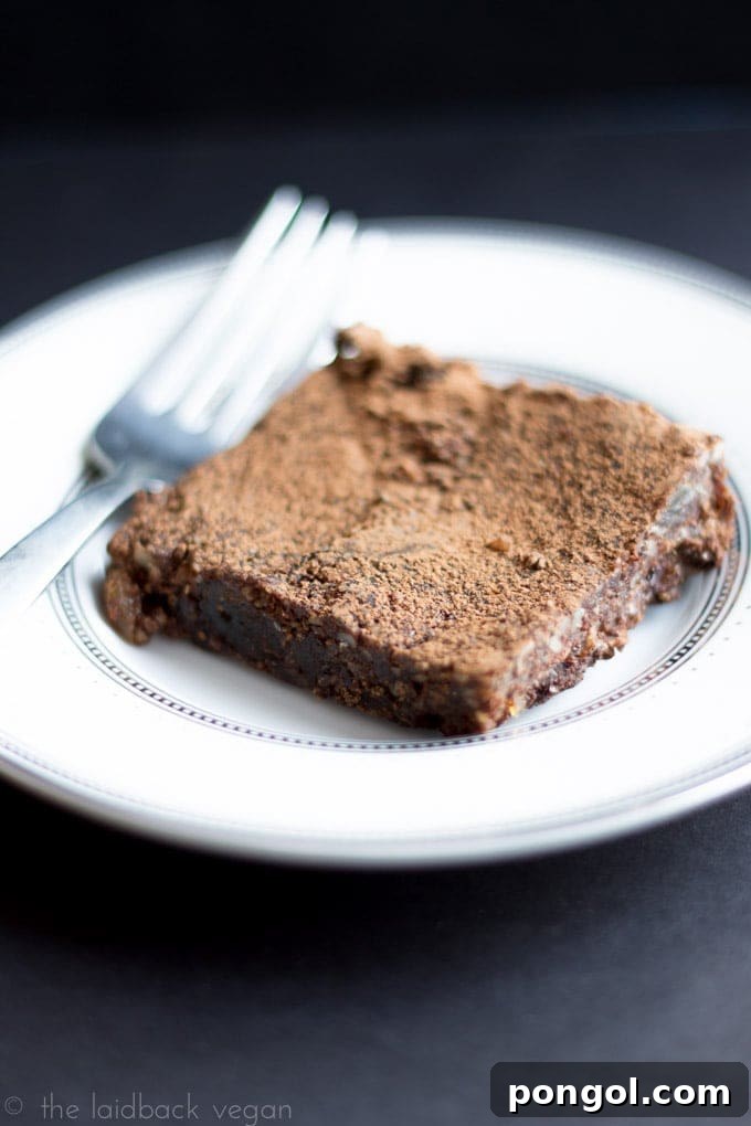 Fudgy No-Bake Brownies 4 Raw Vegan Gluten-Free Brownies stored in a transparent airtight container