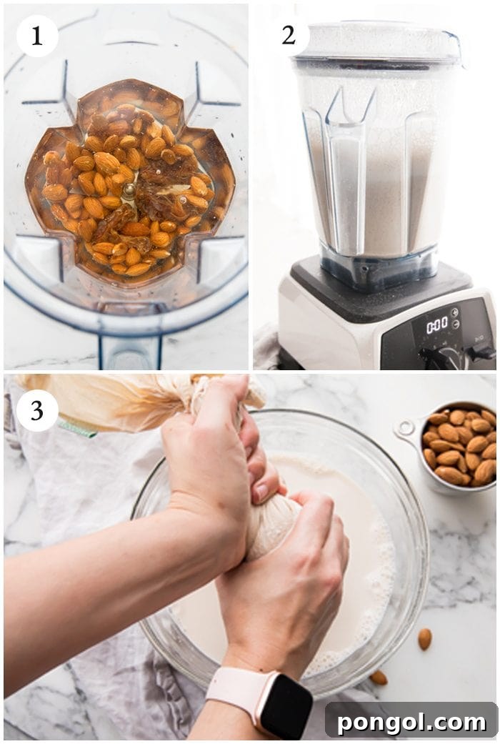 How to make almond milk instructions grphic