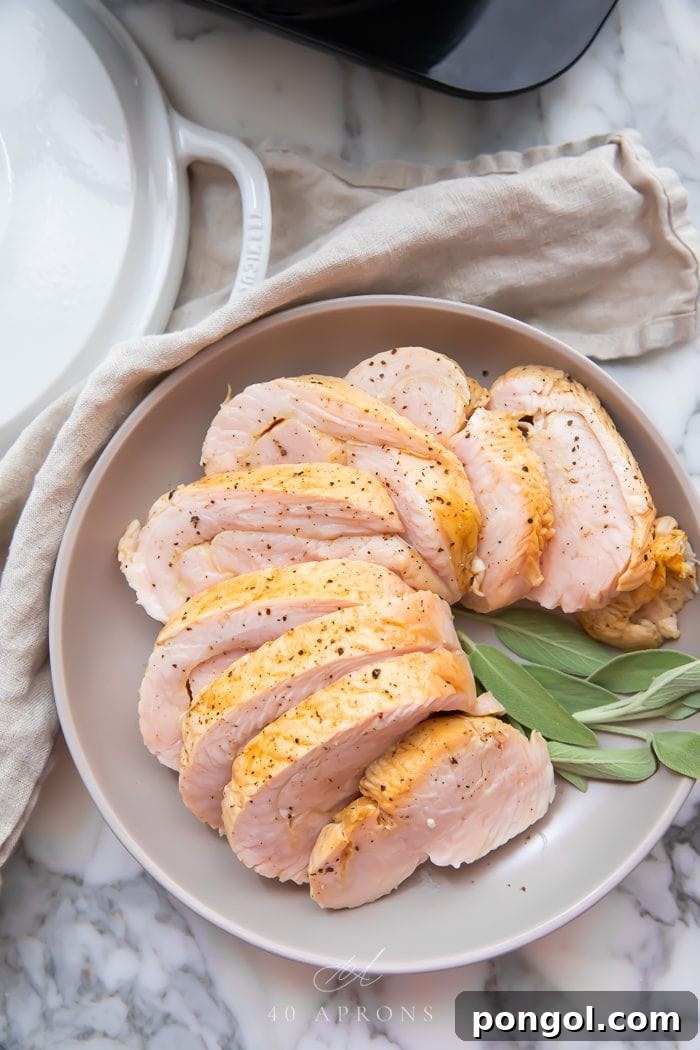 Sous vide turkey sliced on a plate